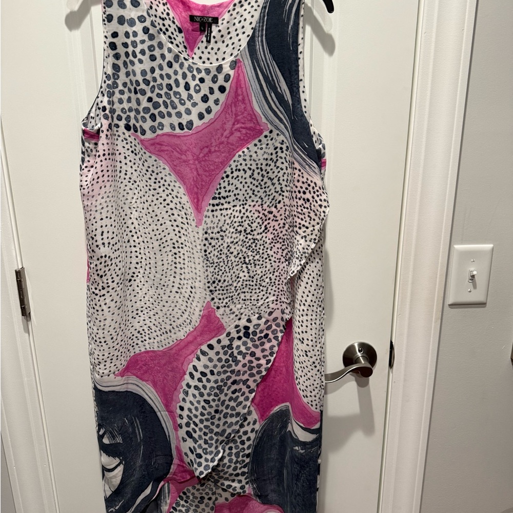 Nic & Zoe Pink and Black Patterned Dress size L